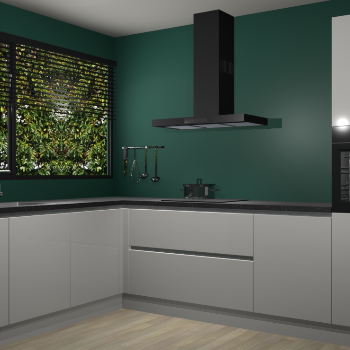 Zijdegrijze hoogglans greeploze keuken Rhodos 55353