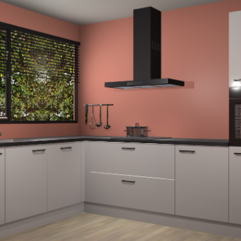 Zijdegrijze hoogglans keuken Rhodos 55355