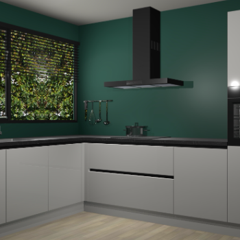 Zijdegrijze hoogglans greeploze keuken Rhodos 55356