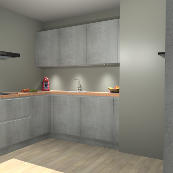 Beton Parelgrijs greeploze keuken Noorwegen 45403