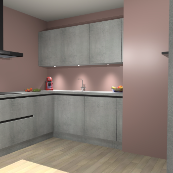 Beton Parelgrijs greeploze keuken Noorwegen 45743