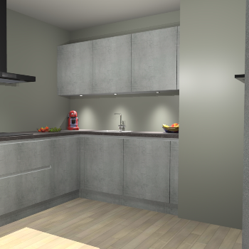 Beton Parelgrijs greeploze keuken Noorwegen 45729