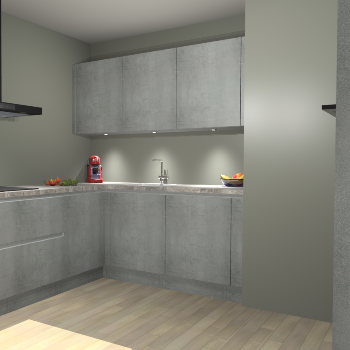 Beton Parelgrijs greeploze keuken Noorwegen 45730