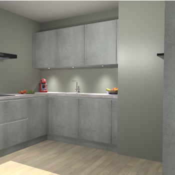 Beton Parelgrijs greeploze keuken Noorwegen 45731