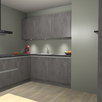 Beton Antraciet greeploze keuken Noorwegen 45877