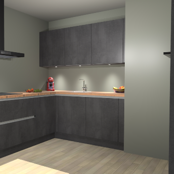 Beton Zwarte greeploze keuken Noorwegen 45405