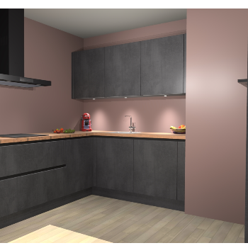 Beton Zwarte greeploze keuken Noorwegen 45416