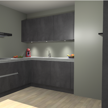 Beton Zwarte greeploze keuken Noorwegen 46083