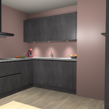 Beton Zwarte greeploze keuken Noorwegen 46106