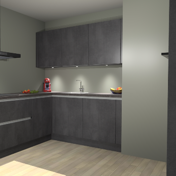 Beton Zwarte greeploze keuken Noorwegen 46084