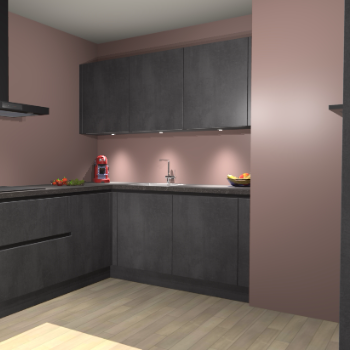 Beton Zwarte greeploze keuken Noorwegen 46107