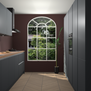 Onyxgrijze greeploze keuken Dawei 89078