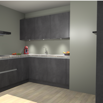 Beton Zwarte greeploze keuken Noorwegen 46085