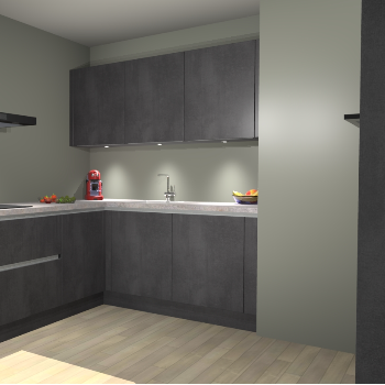 Beton Zwarte greeploze keuken Noorwegen 46086