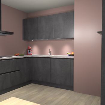 Beton Zwarte greeploze keuken Noorwegen 46109