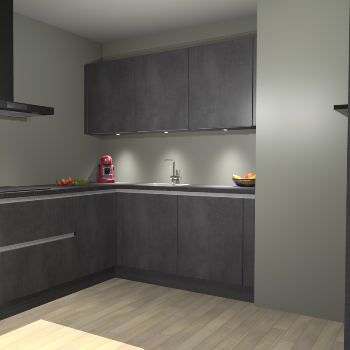 Beton Zwarte greeploze keuken Noorwegen 46087