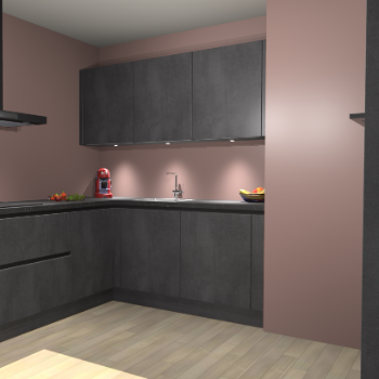 Beton Zwarte greeploze keuken Noorwegen 46110