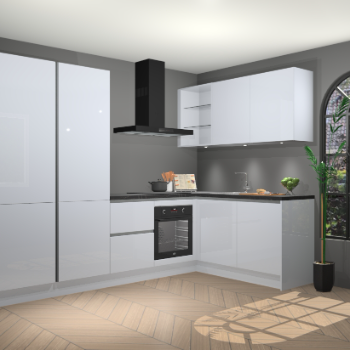 Sneeuwwitte Hoogglans greeploze keuken Kannur 88825