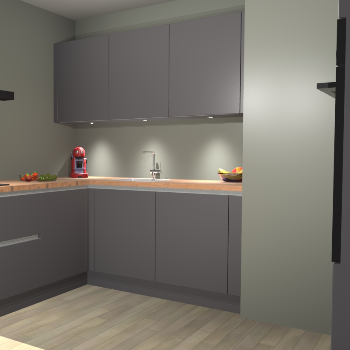 Onyxgrijze greeploze keuken Noorwegen 43387