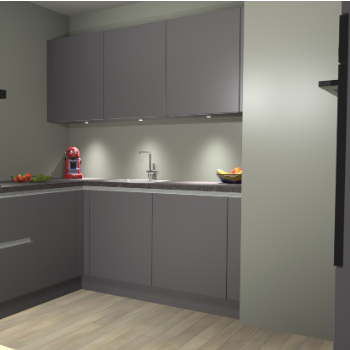 Onyxgrijze greeploze keuken Noorwegen 43584