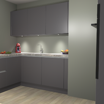 Onyxgrijze greeploze keuken Noorwegen 43585