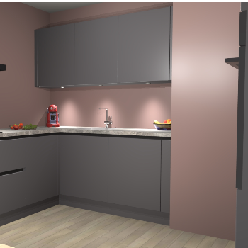 Onyxgrijze greeploze keuken Noorwegen 43599