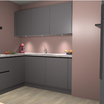 Onyxgrijze greeploze keuken Noorwegen 43600