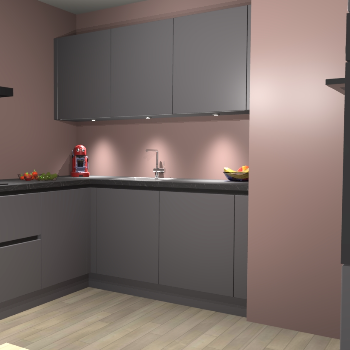 Onyxgrijze greeploze keuken Noorwegen 43601