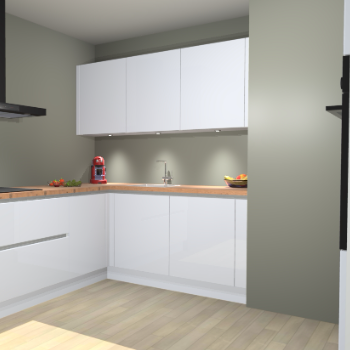 Sneeuwwitte Hoogglans  greeploze keuken Noorwegen 46291