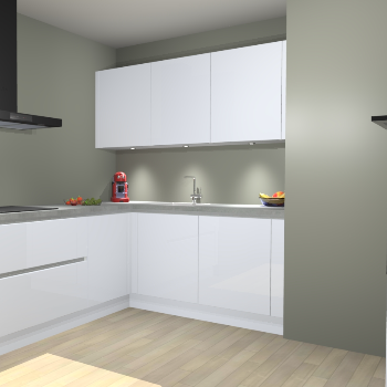 Sneeuwwitte Hoogglans  greeploze keuken Noorwegen 46412