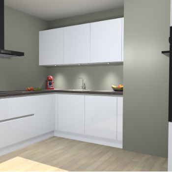 Sneeuwwitte Hoogglans  greeploze keuken Noorwegen 46413