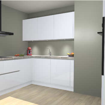 Sneeuwwitte Hoogglans  greeploze keuken Noorwegen 46414