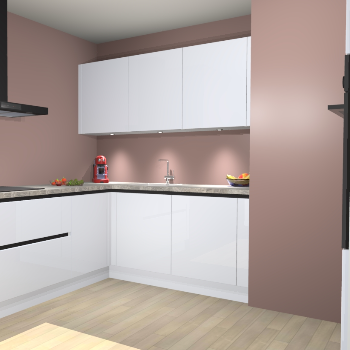 Sneeuwwitte Hoogglans  greeploze keuken Noorwegen 46432