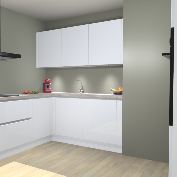 Sneeuwwitte Hoogglans  greeploze keuken Noorwegen 46415