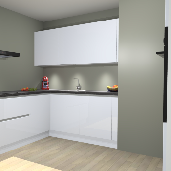 Sneeuwwitte Hoogglans  greeploze keuken Noorwegen 46417