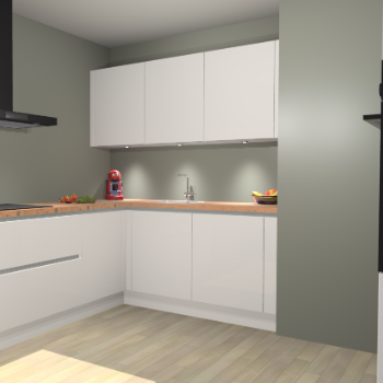 zijdegrijze Hoogglans  greeploze keuken Noorwegen 46293