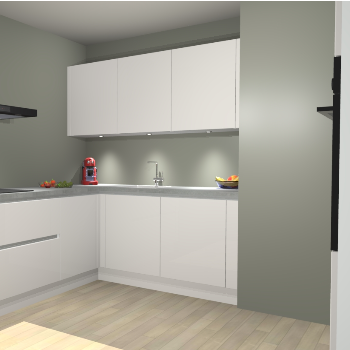 zijdegrijze Hoogglans  greeploze keuken Noorwegen 46757