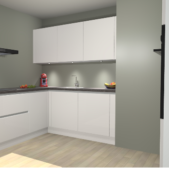 zijdegrijze Hoogglans  greeploze keuken Noorwegen 46758