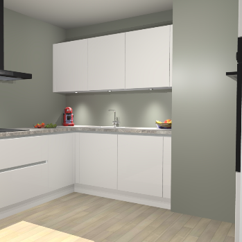 zijdegrijze Hoogglans  greeploze keuken Noorwegen 46759