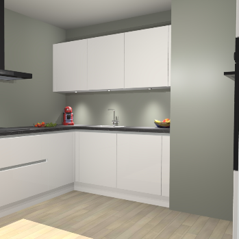 zijdegrijze Hoogglans  greeploze keuken Noorwegen 46761