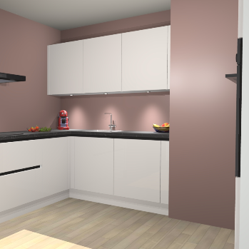 zijdegrijze Hoogglans  greeploze keuken Noorwegen 46783