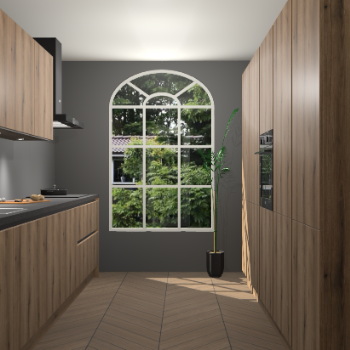 Goud Eiken greeploze keuken Dawei 89246