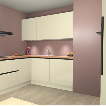 Magnolia Hoogglans  greeploze keuken Noorwegen 46307