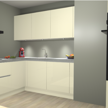 Magnolia Hoogglans  greeploze keuken Noorwegen 47039