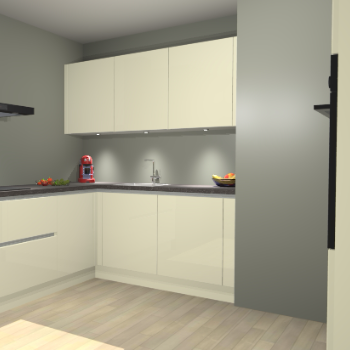 Magnolia Hoogglans  greeploze keuken Noorwegen 47040