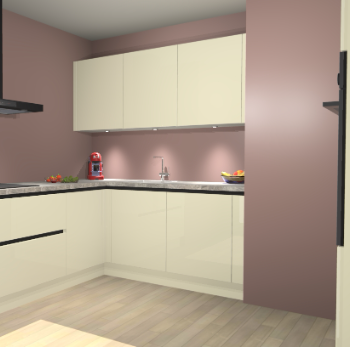 Magnolia Hoogglans  greeploze keuken Noorwegen 47056