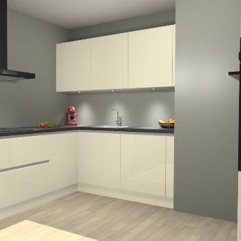 Magnolia Hoogglans  greeploze keuken Noorwegen 47043