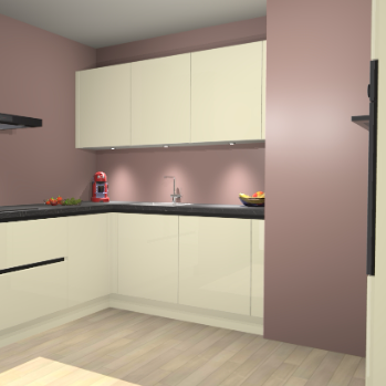 Magnolia Hoogglans  greeploze keuken Noorwegen 47058