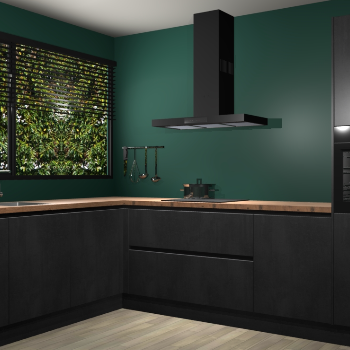 Beton Zwarte greeploze keuken Rhodos 56761