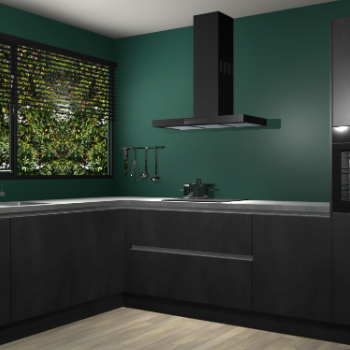 Beton Zwarte greeploze keuken Rhodos 56817